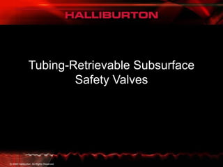 © 2008 Halliburton. All Rights Reserved
Tubing-Retrievable Subsurface
Safety Valves
 