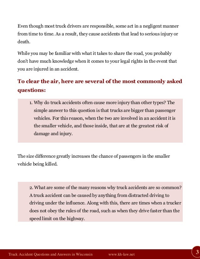 Truck Accidents Questions and Answers in Wisconsin