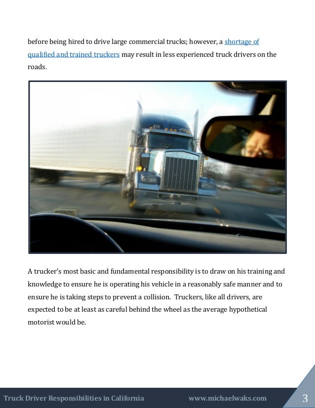 truck driver responsibilities in california truck driver responsibilities