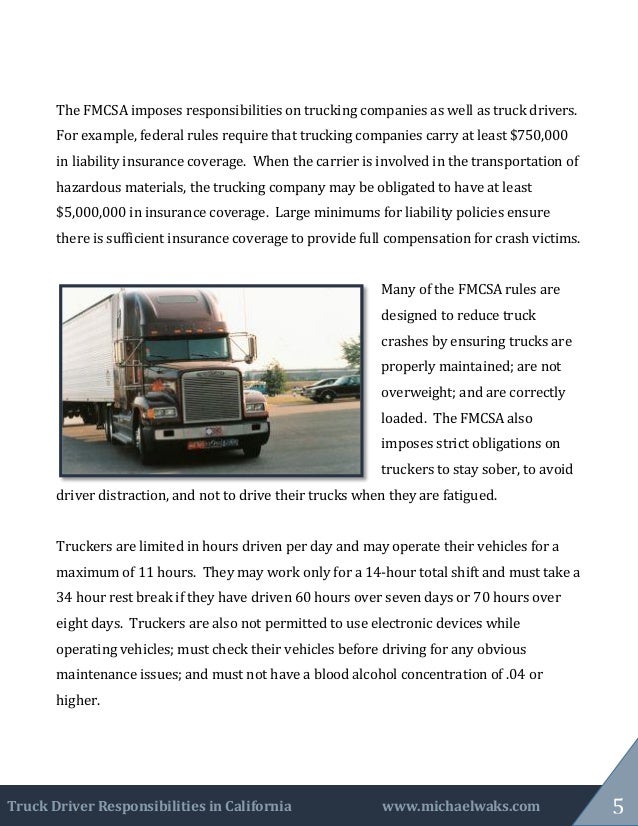 truck driver responsibilities in california truck driver responsibilities