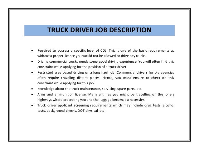 Truck driver resume sample pdf