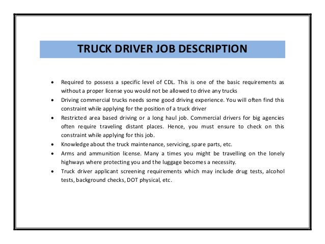 Heavy truck driver resume sample