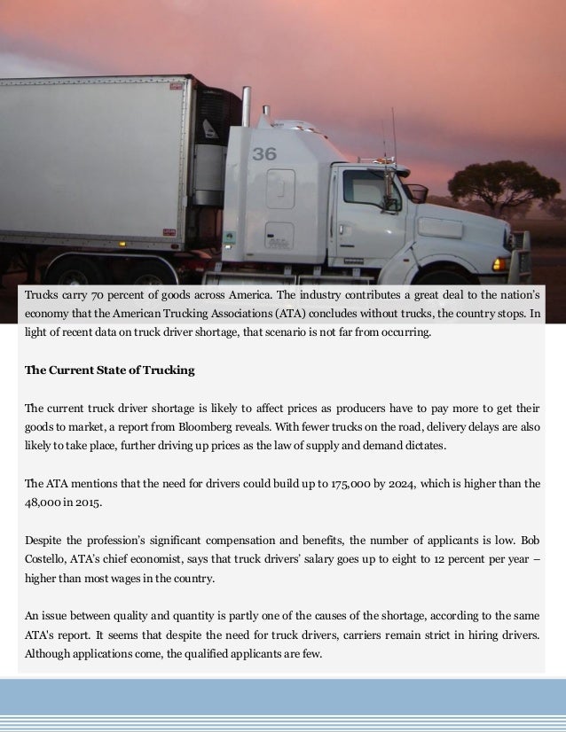 Truck Driver Shortage in the US Demand Could Rise to 175,000 by 2024