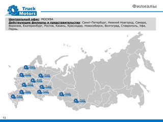 Филиалы
Центральный офис: МОСКВА
Действующие филиалы и представительства: Санкт-Петербург, Нижний Новгород, Самара,
Воронеж, Екатеринбург, Ростов, Казань, Краснодар, Новосибирск, Волгоград, Ставрополь, Уфа,
Пермь.
13
 