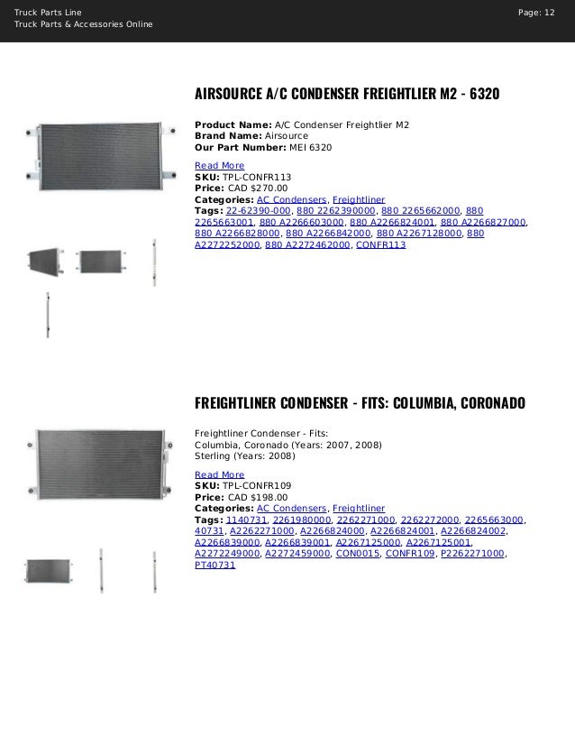 Freightliner Coronado Columbia AC Condenser A//C OE# 2262271000 2265663000