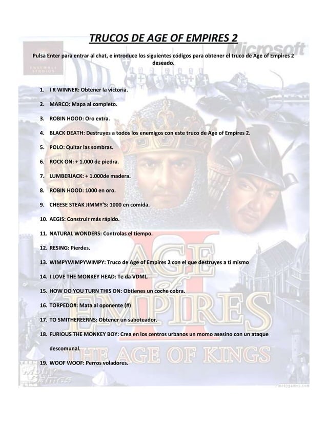 Trucos de age of empires 2