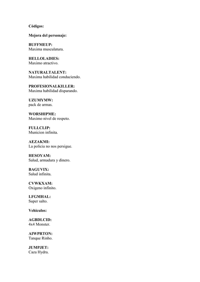 Trucos gta san andreas