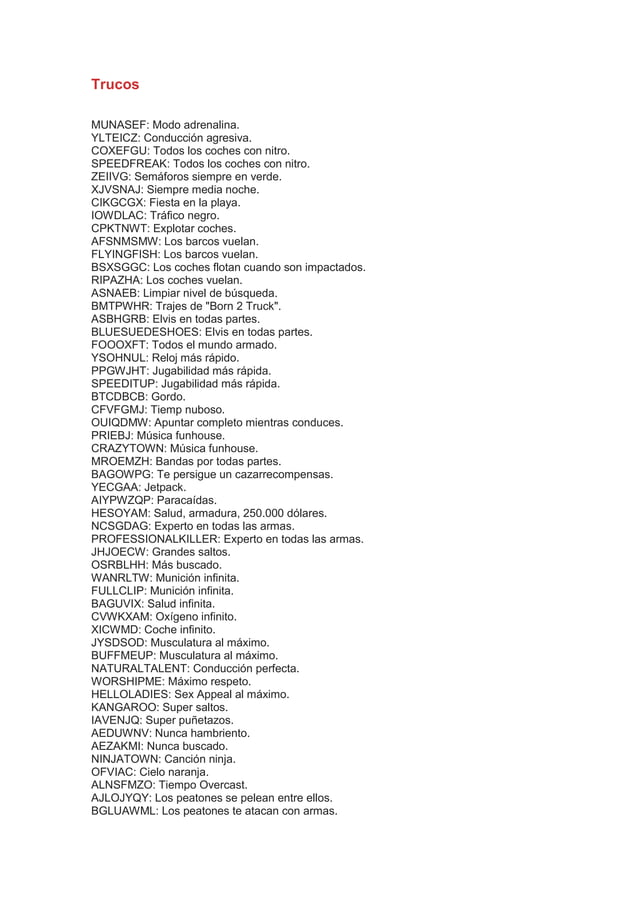 Claves Y Trucos De Gta San Andreas At Monique Wilkerson Blog Trucos Gta San Andreas 1 638 