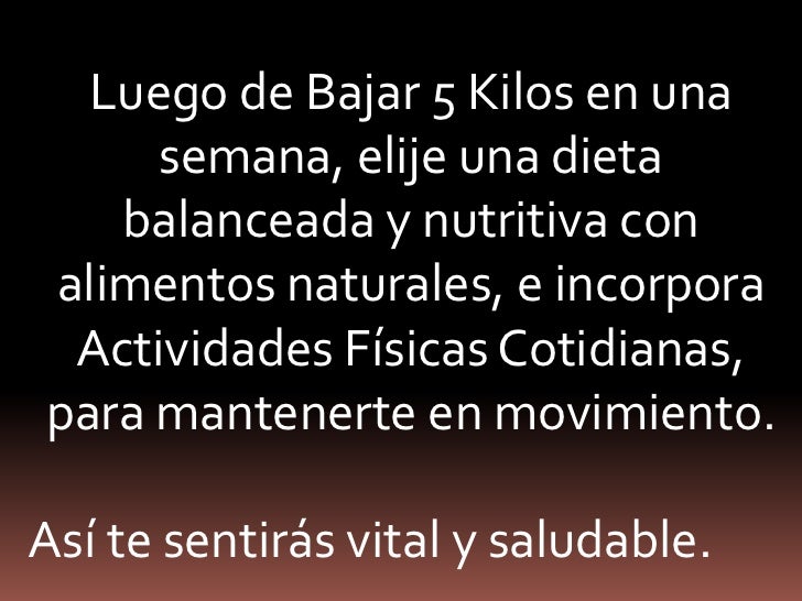 Dieta para bajar 7 kilos en una semana