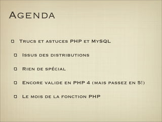 Trucs et astuces PHP et MySQL