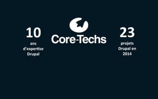 10	
  ans	
  
d’exper4se	
  
Drupal	
  
23	
  projets	
  
Drupal	
  en	
  
2014	
  
 