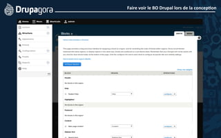 Faire	
  voir	
  le	
  BO	
  Drupal	
  lors	
  de	
  la	
  concep4on	
  
 