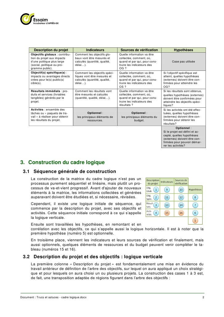 Trucs et astuces  cadre logique