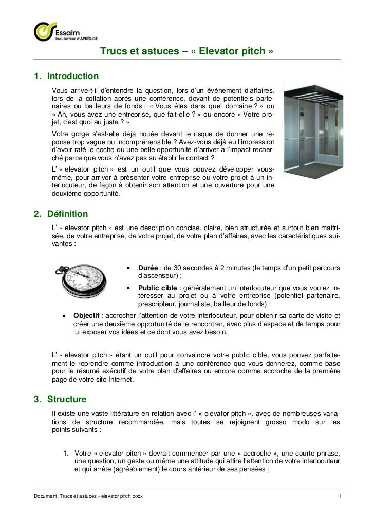 30 sec elevator pitch
