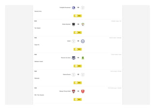 Esteghlal Khuzestan VS
Navad Urmia
18:45 Azadegan League - Iran
Shahin Bushehr VS
Fajr Sepasi
19:00 Premier League - Azerbaijan
Sebail VS
Keşlə FK
19:00 Premier League - Kenya
Nairobi City Stars VS
Mathare United
19:00 Premier League - Ethiopia
Sidama Bunna VS
Bahardar
19:00 Thai Premier League - Thailand
Muang Thong United VS
BEC Tero Sasana
 