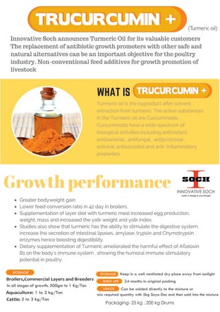 Turmeric Oil - Trucurcumin+ Natural Phytobiotic feed additive and feed colour pigment