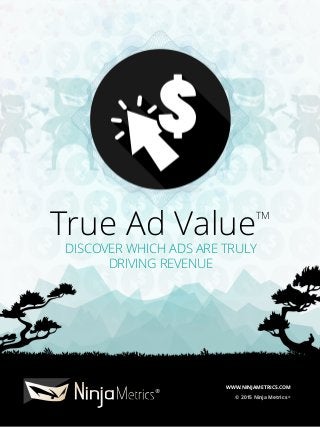 True Ad ValueTM
DISCOVER WHICH ADS ARE TRULY
DRIVING REVENUE
WWW.NINJAMETRICS.COM
© 2015 Ninja Metrics ®
 