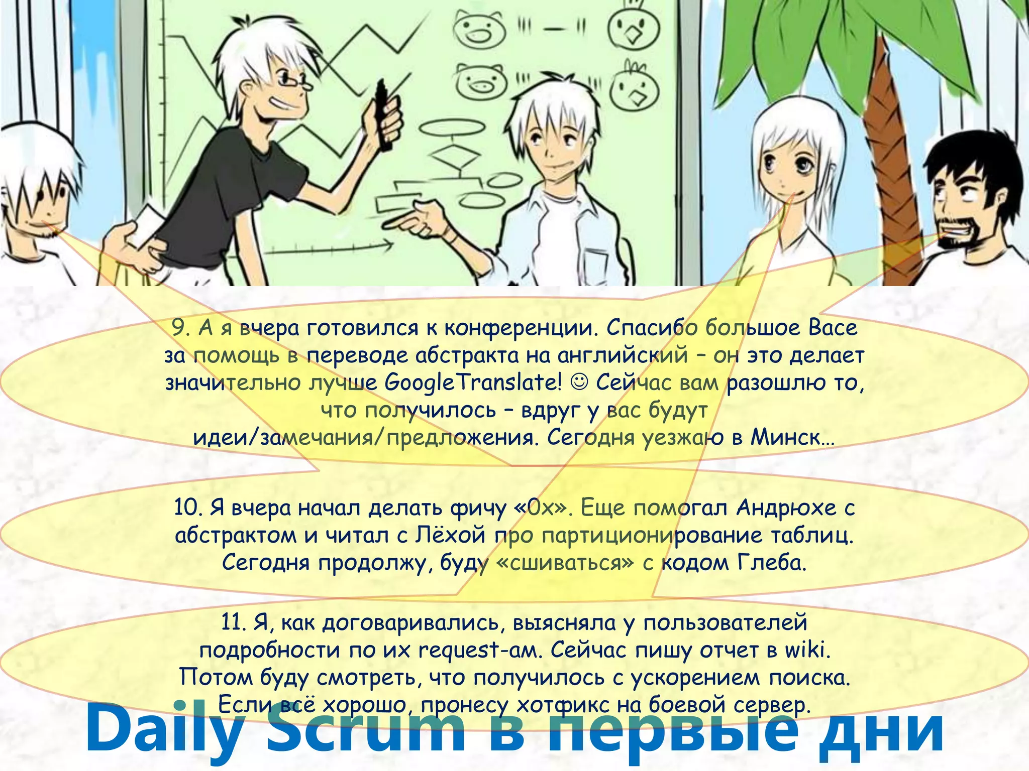 5. Итак, наша цель: Права в Plantime!6. Но вначале, как водится, важный баг, который надо исправить: долгий поиск документов по статусу.7. А что там? Мы вроде тестировали и было всё нормально8. За это время, должно быть, объем их базы вырос на порядок, т.к. там явно экспоненциальный рост объема операций из-за роста бизнеса. Нам даже пришлось срочно делать партиционирование основных таблиц.П Л А Н И Р О В А Н И Е