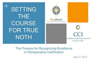 +
The Process for Recognizing Excellence
in Perioperative Certification
April 11, 2017
SETTING
THE
COURSE
FOR TRUE
NOTH
 