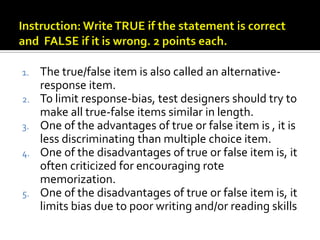 True or false items | PPTX