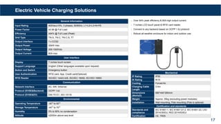 Electric Vehicle Charging Solutions
General Information
Input Rating 400Vac±10%, 3 phases, 50/60Hz, L1+L2+L3+N+PE
Power Factor ≥0.98 @ Full Load
Efficiency ≥94% @ Full Load (Peak)
Grid Type TN-S, TN-C, TN-C-S, TT
Output Interface 1 x CCS2
Output Power 30kW max.
Output Voltage 200-1000Vdc
Output Current 80A max.
User Interface
Display 7 inches touch screen
Support Language English (Other languages available upon request)
Button and Switch Emergency button
User Authentication RFID card, App, Credit card(Optional)
RFID Reader ISO/IEC 14443 A/B, ISO/IEC 18092, IEC/ISO 15693
Communication
Network Interface 4G, Wifi, Ethernet
Protocol (EVSE&Backend) OCPP 1.6J
Protocol (EVSE&EV) DIN 70121, ISO 15118
Environmental
Operating Temperature -30℃
to 50℃
Storage Temperature -40℃
to 70℃
Humidity 5% to 95% no condensation
Altitude ≤2000m above sea level
• Over 94% peak efficiency & 80A high output current.
• 7 inches LCD touch panel & RFID card reader.
• Connect to any backend based on OCPP 1.6J protocol.
• Robust all-weather enclosure for indoor and outdoor use.
Mechanical
IP Rating IP55
IK Rating IK10
Cooling Forced Air
Charging Cable
Length
3.4m
Dimensions
(WxHxD)
680*440*280mm
Weight Approx. 35kg (excluding power modules)
Installation Wall mounting, Pole mounting (Pole is optional)
Certification and standards
Standards and
compliance
IEC 61851-1, IEC 61851-21-2, IEC 61851-23, LVD
2014/35/EU, RED 2014/53/EU
Certification CE, TR25
17
 