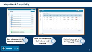 Easy onboarding with all
new OCPI enabled API’s.
Stable and matured cloud
build with real word
experience.
Platform is up to date as
per latest OCPI release
standards.
8
Integration & Compatibility
 