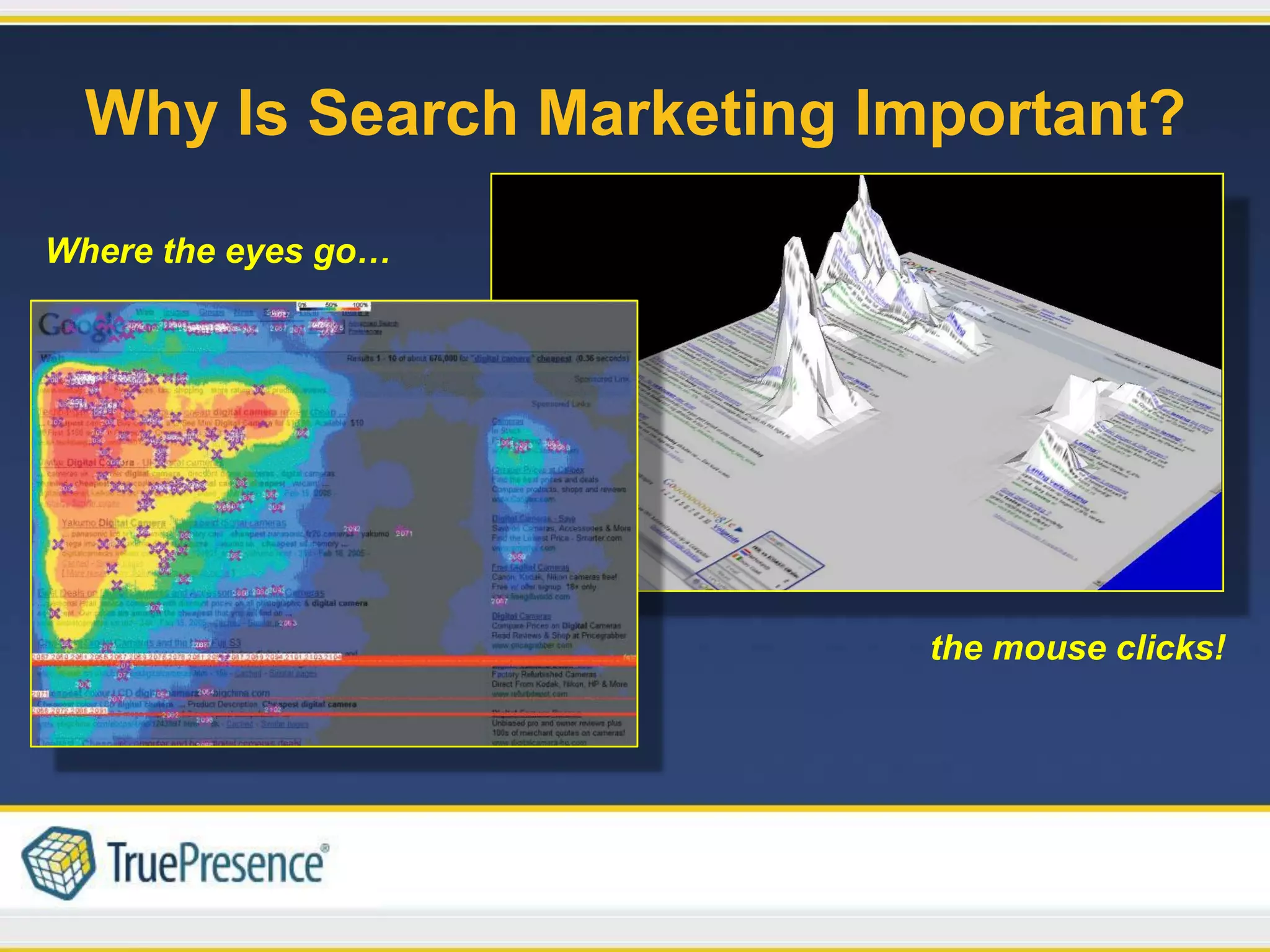 Why Is Search Marketing Important?

Where the eyes go…




                            the mouse clicks!
 