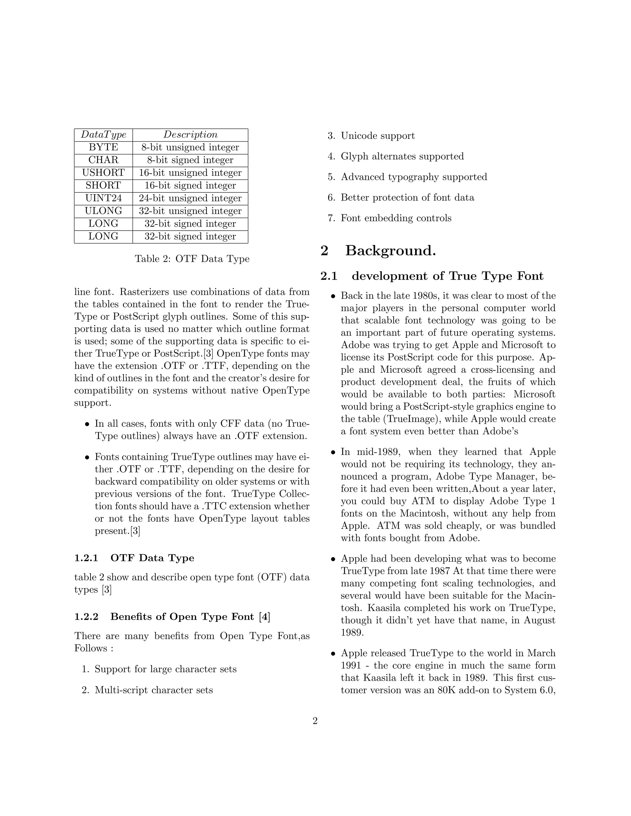 True type font tables | PDF
