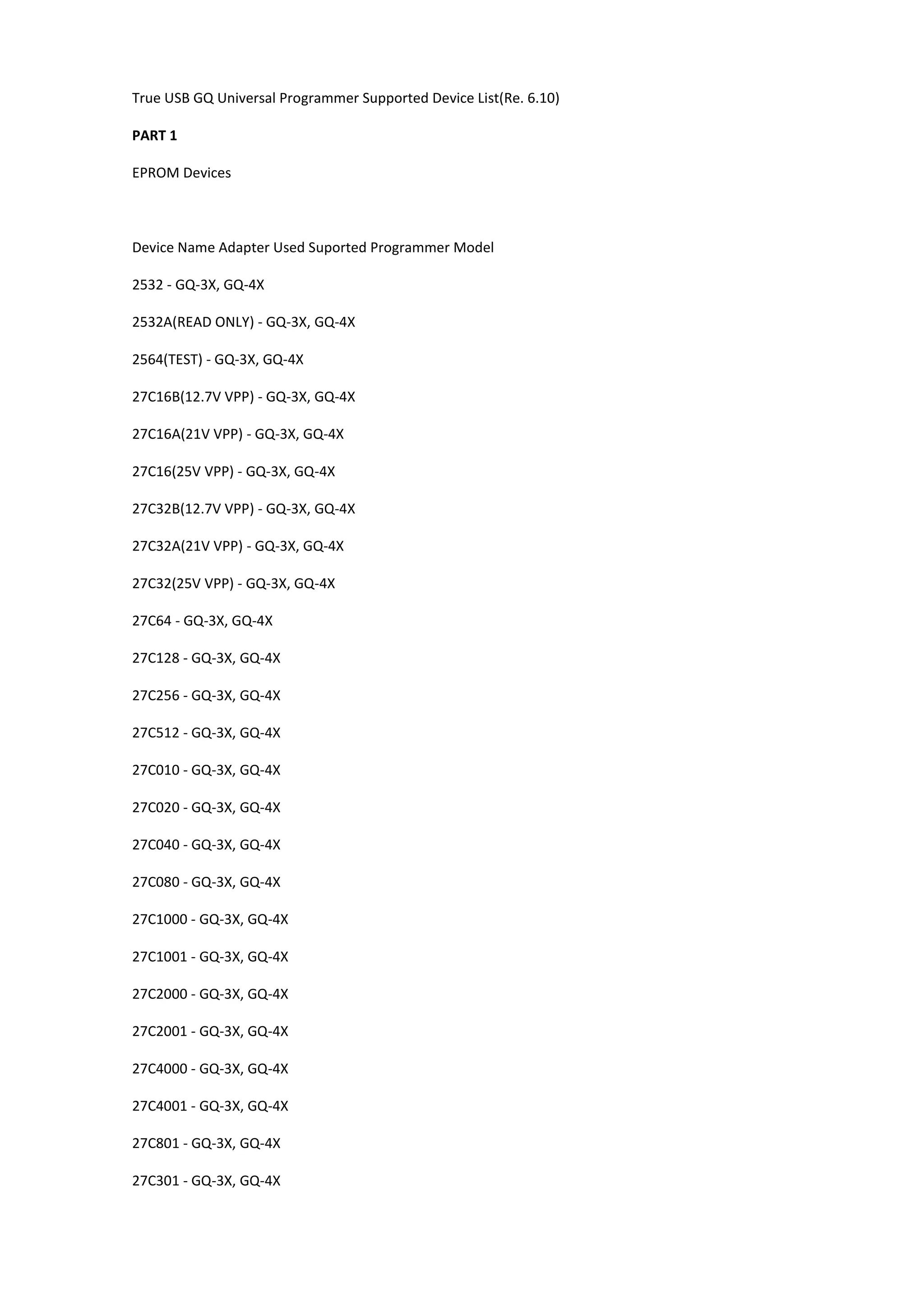 True usb gq supported device list | PDF