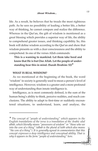 Real Wisdom True wisdom described in the Qur’an. english | PDF