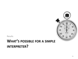 WHAT’S POSSIBLE FOR A SIMPLE
INTERPRETER?
Results
59
 