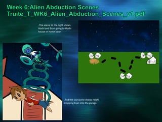 -The scene to the right shows
Hoshi and Evan going to Hoshi
house or home base.
-And the last scene shows Hoshi
dropping Evan into the garage.
 
