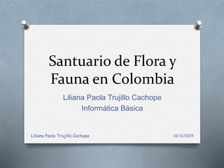 Santuario de Flora y
Fauna en Colombia
Liliana Paola Trujillo Cachope
Informática Básica
16/11/2019Liliana Paola Trujillo Cachope
 