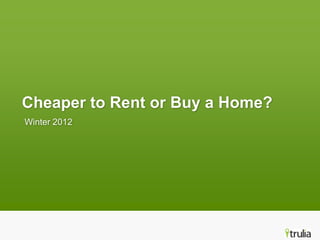 Cheaper to Rent or Buy a Home?
Winter 2012
 