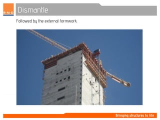 Dismantle
Followed by the external formwork.
 
