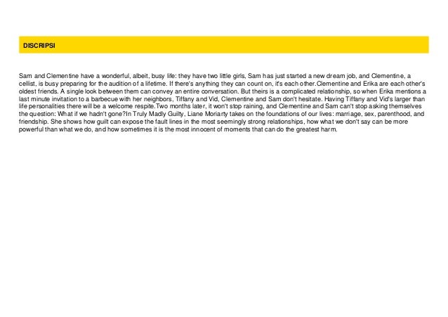 truly madly guilty summary truly madly guilty summary