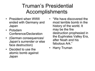 Presidents Truman to Ford Powerpoint | PPT