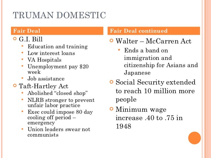 Trumans Domestic And Foreign Policies