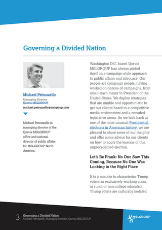 Governing a Divided Nation - Insights about the 2016 U.S. Presidential Election