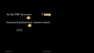 As the PBF increases PAH
Increased pulmonary venous return
CCF
June 10, 2014 Dr S.Sivasankar
 