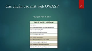 Các chuẩn bảo mật web OWASP
OWASP TOP 10 2013
8
 