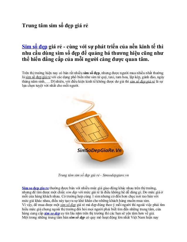 Trung Tâm Sim Số đẹp Giá Rẻ