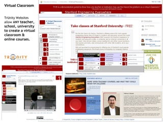 Virtual Classroom TrUnity Websites  allow   ANY  teacher, school, university to create a virtual classroom & online courses. 