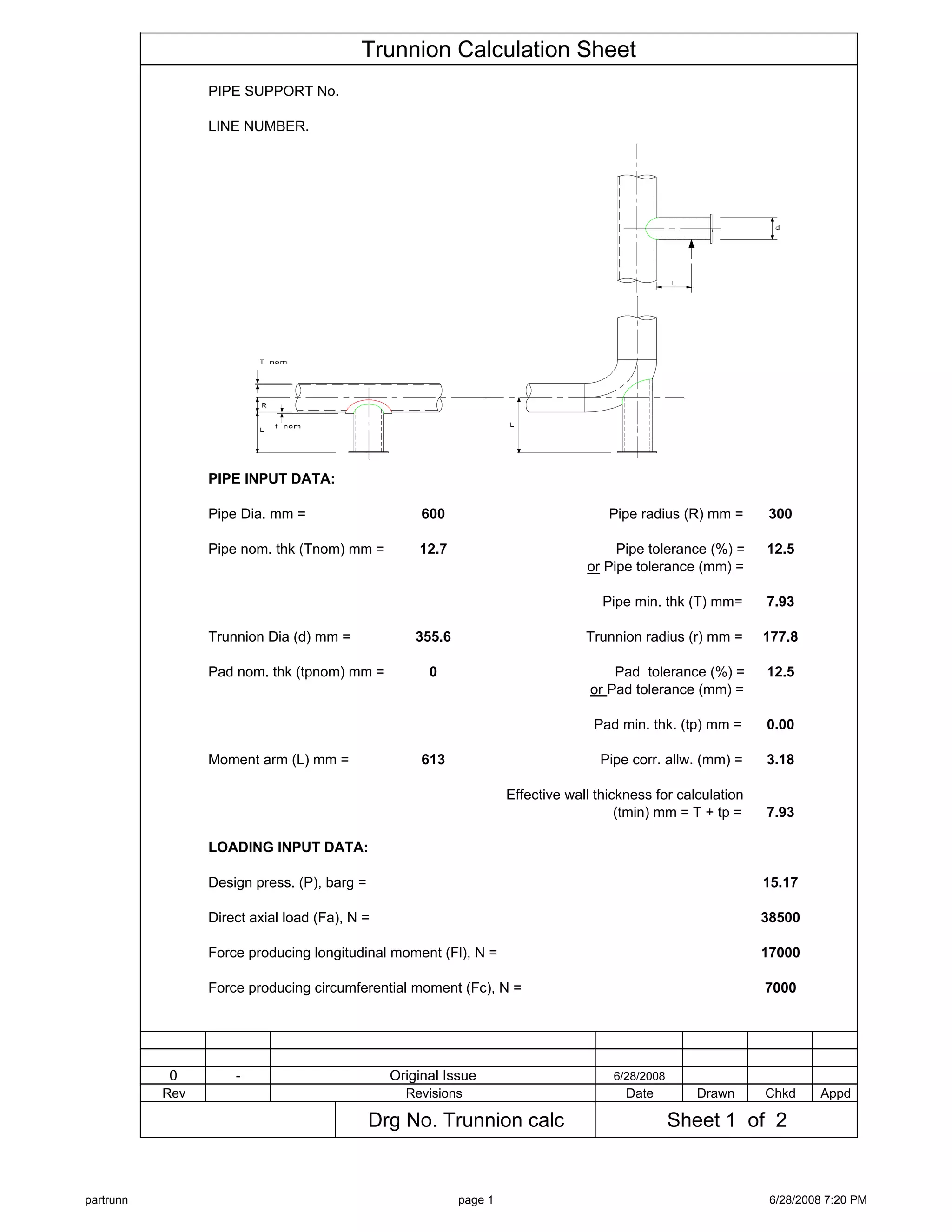 Trunnion calculation sheet PDF
