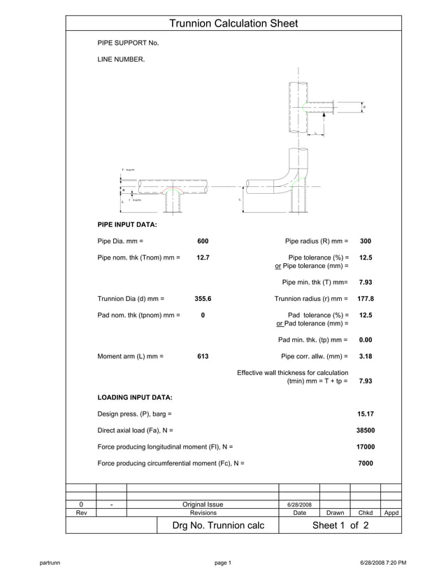 Trunnion calculation sheet PDF