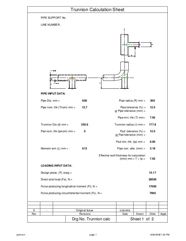 Trunnion calculation sheet