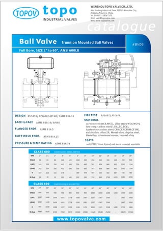 Trunnion mounted ball valve 600 lb topo valve catalogue
