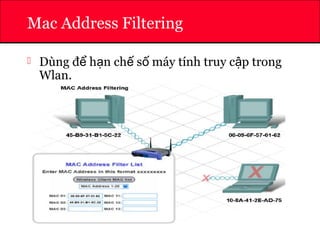 ATHENA
Mac Address Filtering
 Dùng đ h n ch s máy tính truy c p trongể ạ ế ố ậ
Wlan.
 