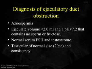 Diagnosis of ejaculatory duct obstruction ,[object Object],[object Object],[object Object],[object Object]