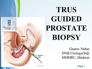 Powerpoint Templates
Page 1
TRUS
GUIDED
PROSTATE
BIOPSY
Gaurav Nahar
DNB Urology(Std)
MMHRC, Madurai
 